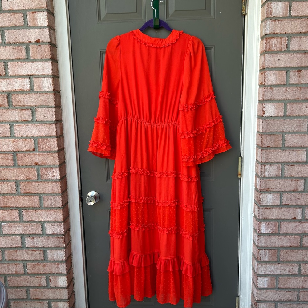 Alexie Orange Ruffle Dress - Picture 7 of 10